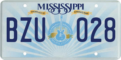MS license plate BZU028