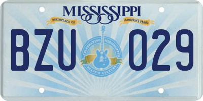 MS license plate BZU029
