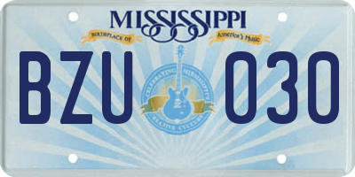 MS license plate BZU030