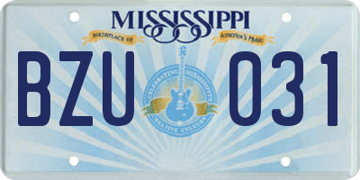 MS license plate BZU031