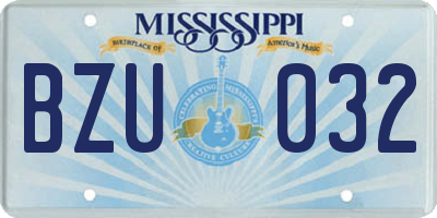 MS license plate BZU032