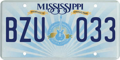 MS license plate BZU033