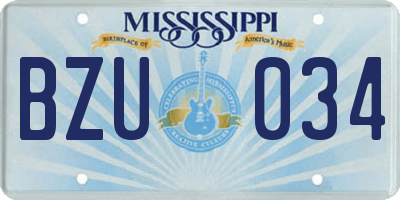 MS license plate BZU034