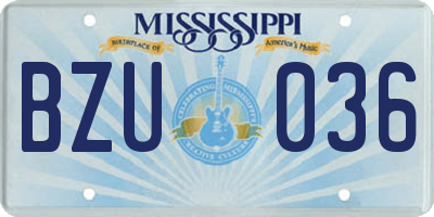 MS license plate BZU036