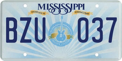 MS license plate BZU037
