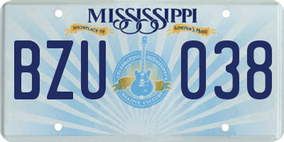 MS license plate BZU038