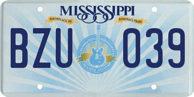 MS license plate BZU039