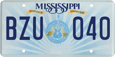 MS license plate BZU040