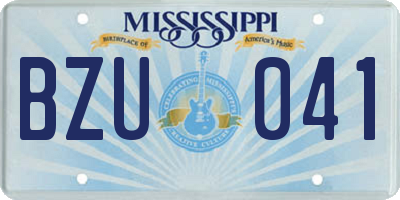 MS license plate BZU041