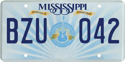 MS license plate BZU042