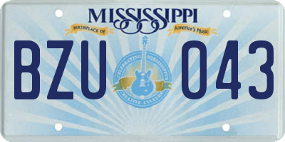 MS license plate BZU043