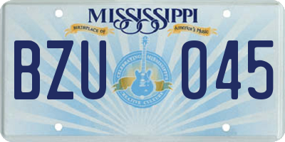 MS license plate BZU045