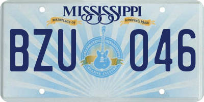 MS license plate BZU046