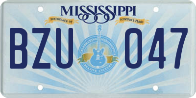 MS license plate BZU047