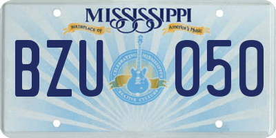 MS license plate BZU050