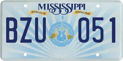 MS license plate BZU051