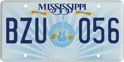 MS license plate BZU056