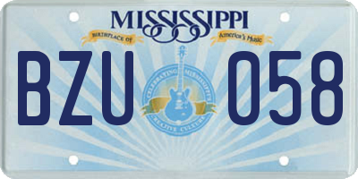 MS license plate BZU058