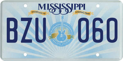 MS license plate BZU060