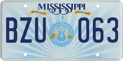 MS license plate BZU063