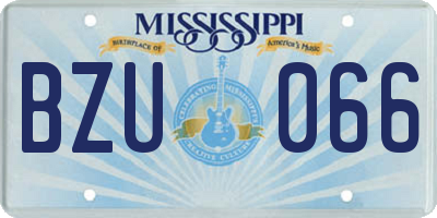 MS license plate BZU066