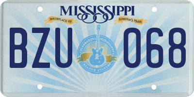 MS license plate BZU068
