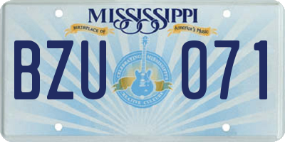 MS license plate BZU071