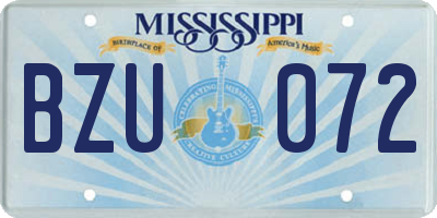 MS license plate BZU072