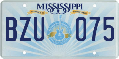MS license plate BZU075