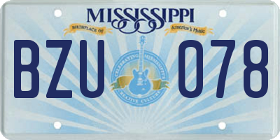 MS license plate BZU078