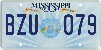 MS license plate BZU079