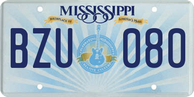 MS license plate BZU080
