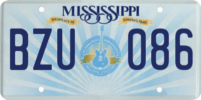 MS license plate BZU086