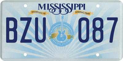 MS license plate BZU087