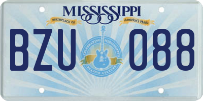 MS license plate BZU088
