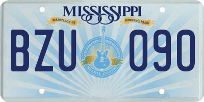 MS license plate BZU090