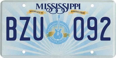 MS license plate BZU092