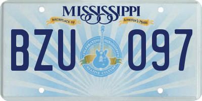 MS license plate BZU097