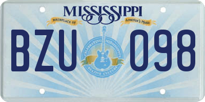 MS license plate BZU098