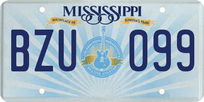 MS license plate BZU099