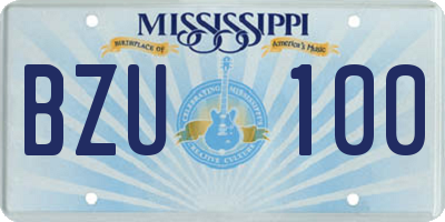 MS license plate BZU100