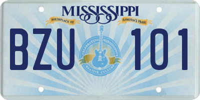 MS license plate BZU101