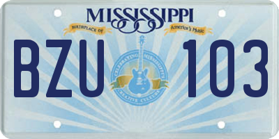 MS license plate BZU103