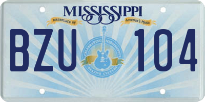 MS license plate BZU104