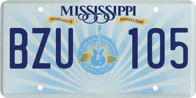 MS license plate BZU105