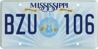 MS license plate BZU106