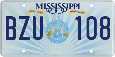 MS license plate BZU108