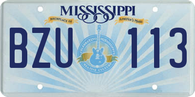 MS license plate BZU113