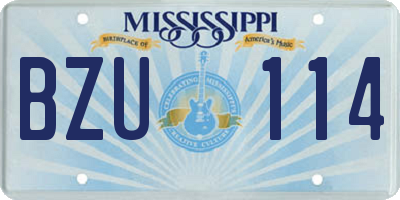 MS license plate BZU114