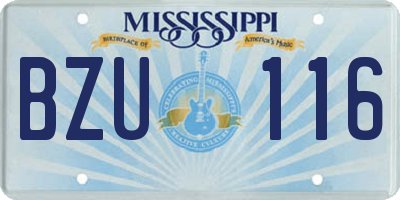 MS license plate BZU116